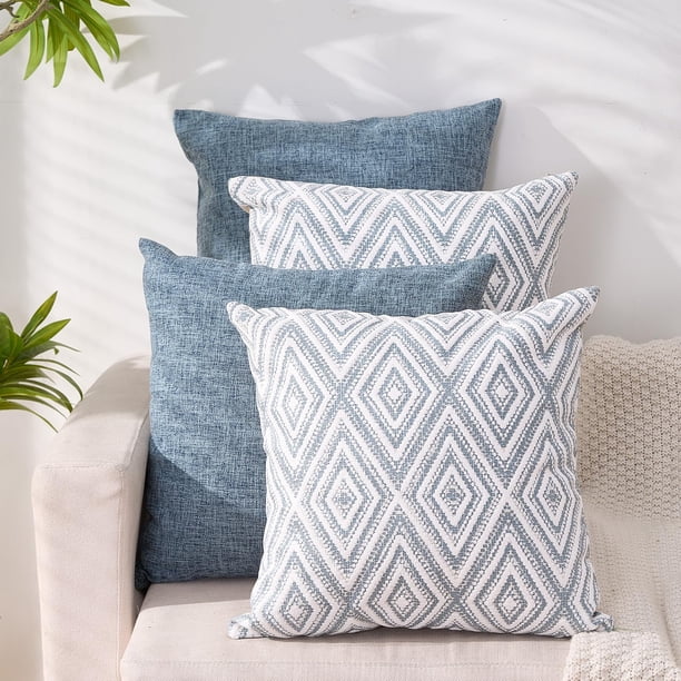 Juego de 4 fundas de cojín decorativas HPUK de 45 x 45 cm, color azul