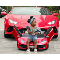 thumbnail image 6 of Luxury Ride On Toys Lamborghini Aventador w/ Swappable Battery 24V - Electric Car for Kids with 3 Speeds, Leather Seat, Remote, MP3 Music by Bluetooth, FM Radio, Rubber Tires (Red), 6 of 7