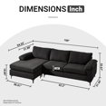 thumbnail image 2 of XIZZI 100" Modular Sectional Sofa Couch, L Shaped 3-Seat Comfy Sofas with Reversible Chaise, Modern Lounge Couches for Living Room Office Dorm-Black, 2 of 10