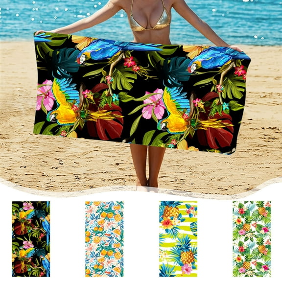 Beach Towel Oversized Super Absorbent Sand Thick Microfiber Beach Towel Cute Tropical Palm Leaf Beach Towels 27x55in For Kids Men Women Girls Boys