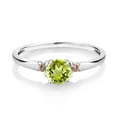 thumbnail image 2 of Gem Stone King 925 Sterling Silver and 10K Rose Gold Green Peridot Solitaire Engagement Ring for Women (0.55 Cttw, Gemstone August Birthstone, Round 5MM, Available in Size 5, 6, 7, 8, 9), 2 of 4