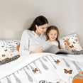 thumbnail image 4 of jejeloiu Jungle Cheetah Pattern 7pcs Bedding Comforter Set,Orange Silver Glitter Print Queen Bedding Sets,Cartoon Butterflies Queen Sheet Sets For Girl,Breathable Home Decor Reversible, 4 of 8