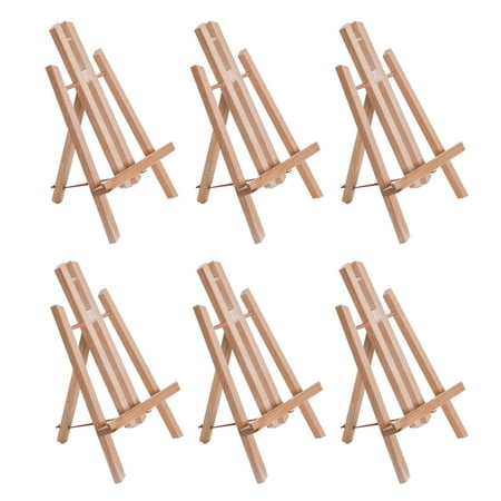 U.S. Art Supply 11" Small Tabletop Display Stand A-Frame Artist Easel (Pack of 6), Beechwood Tripod, Canvas Photo Holder
