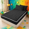 thumbnail image 2 of meiyoeat Black Checkered Grid Zipper Full Size Comforter Sets with Fitted Sheet and 2 Pillowcases For Kids,Modern Geometric Print Zipper Bedding Set For Adults,Black Reversible,4 Pieces, 2 of 7