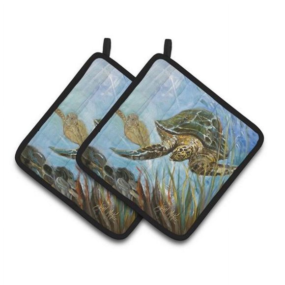Carolines Treasures JMK1261PTHD Paire de Porte-Pots Tortue de Mer, 7,5 x 3 x 7,5 Po.
