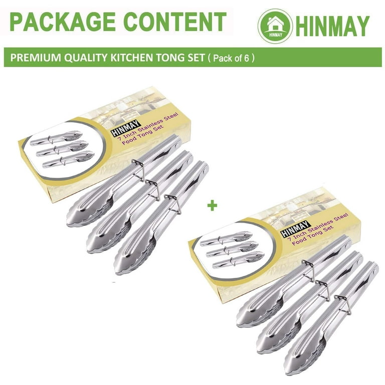  HINMAY Small Silicone Tongs 7-Inch Mini Serving Tongs