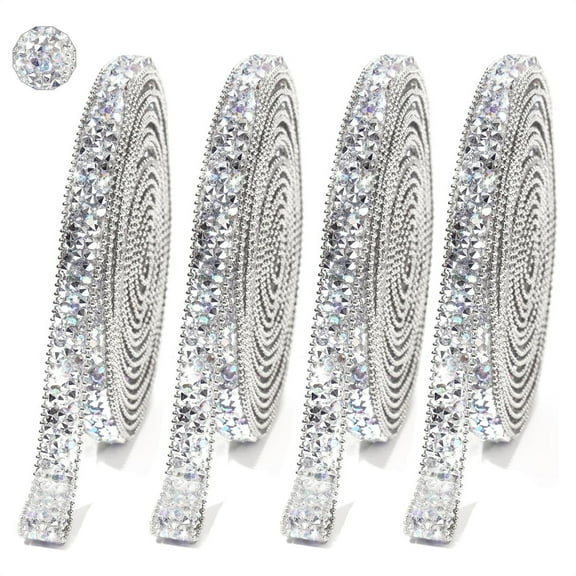 12 Yards Self Adhesive Rhinestone Strips,Resin Rhinestone Ribbon Self,Diamond Crystal Ribbon Roll,Glitter Bling Rhinestone Tape,Shiny Resin Diamond Belt,for DIY Crafting Art Projects Silver