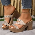 thumbnail image 3 of Sandales à Plateforme à Strass pour Femmes Été 2025 Tendance Bling à Talon Haut Épais à Enfiler Mules de Robe, 3 of 7