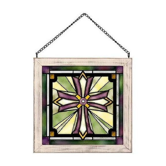 Wild Wings 5386497322 Royal Burst Cross Stained Glass Art, 9-inch Square