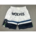 thumbnail image 1 of Shorts de Basketball Brodés Shorts Timberwolves Rétro avec Poche Zippée -WEVALLEY, 1 of 2
