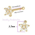 thumbnail image 3 of Solid 14Kt Yellow Gold Flower CZ Nose Bone Stud Nose Ring - CZ Accented 22G Ball End Nose Stud Ring - Unisex Nose Piercing Jewelry, 3 of 4