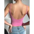 thumbnail image 6 of Women'S Minimalist Solid Color Backless Spaghetti Strap Camisole Summer Layering Basic Top Pink M, 6 of 8