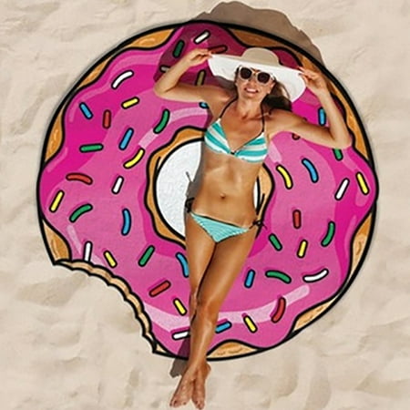 - 3D Cute Food Pattern Printed Beach Towel Multi-Purpose Chiffon Towel Sunscreen Shawl Scarf