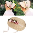 thumbnail image 2 of Summer Women Lolita's Hat Tea Party Hat Outdoor Sunscreen Flower Decor Sunshade Flat Hat Summer Beach Vacation Hats, 2 of 13