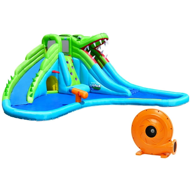 Gymax Crocodile Inflatable Water Slide Park Dual Slides Climbing Wall