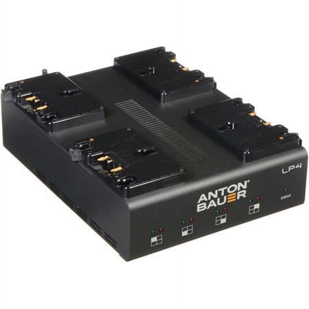 UPC: 0872496008927 | LP4 Low Profile Quad Gold Mount Priority-Based Simultaneous 4-Position Battery PowerCharger with LED Display