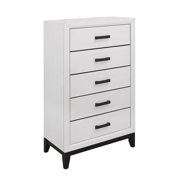 Global Furniture USA Kate White and Black 5-Drawer Bedroom Chest