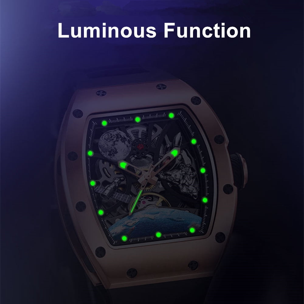 MEGIR Skeleton Dial Automatic Mechanical Movement Watches for Men Waterproof Sport Wristwatch Clock