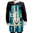 thumbnail image 1 of Anchor Kids Apron, Nautical Sea Inspired Abstract Design with Bubble Like Shapes Retro, Boys Girls Apron Bib with Adjustable Ties for Cooking Baking Painting, Cream Dark Blue, by Ambesonne, 1 of 2