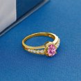 thumbnail image 3 of Gem Stone King 18K Yellow Gold Plated Silver Ring Oval Pink Moissanite and Topaz White (1.11 Cttw, Size 9), 3 of 4