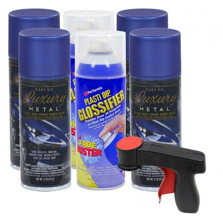Plasti Dip Rim Kit: 4 Cans Luxury Ultrasonic Blue, 2 Cans Glossifier, 1