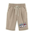 thumbnail image 2 of AXXD Khaki Plus Size Shorts for Women Summer Shorts Printing Elastic Waist 5-inch Pants Drawstring 5-inch Shorts Mother's Day, 2 of 4