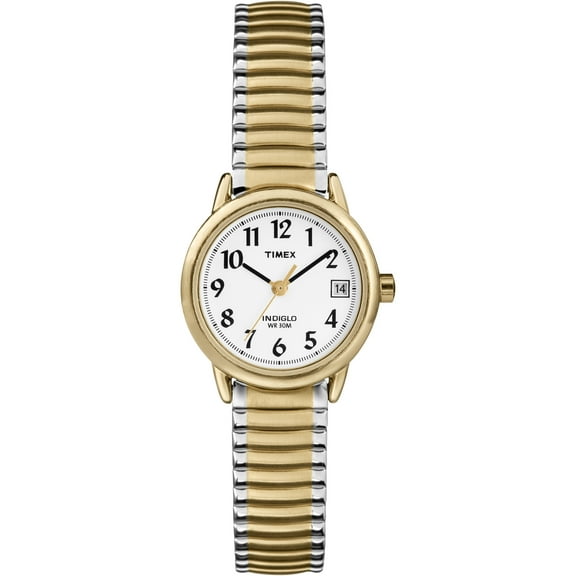 Timex Women's Easy Reader 25mm Watch – Two-Tone Case White Dial with Expansion Band