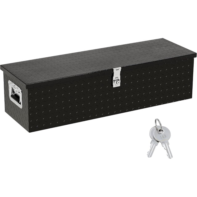 39x13x10-In Aluminum Diamond Plate Truck Bed Tool Box Lockable Waterproof Storage Organizer with Side Handle for Pickup RV Trailer