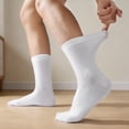 thumbnail image 3 of Bocaoying 6-Pair White Women's Crew Socks, Soft and Breathable Casual Cotton Socks, Anti-Odor Anti-Blister Comfort Home Socks Fits Women's US Size 5-8 for Everyday Use, 3 of 7