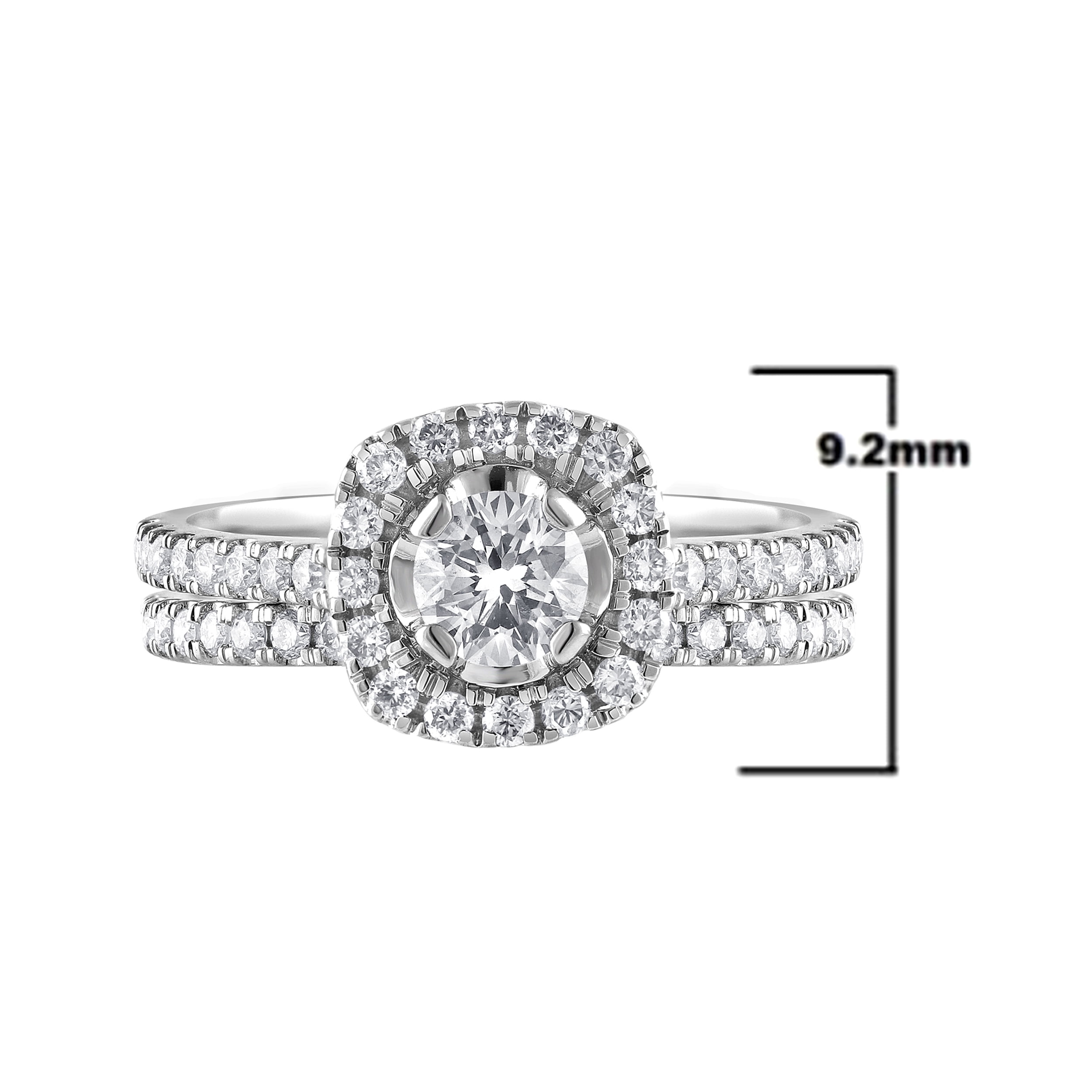 Unique Moments 1 Ct Lab Grown Diamond Wedding Bridal Set in 10K White Gold for Women (J, SI-I1)