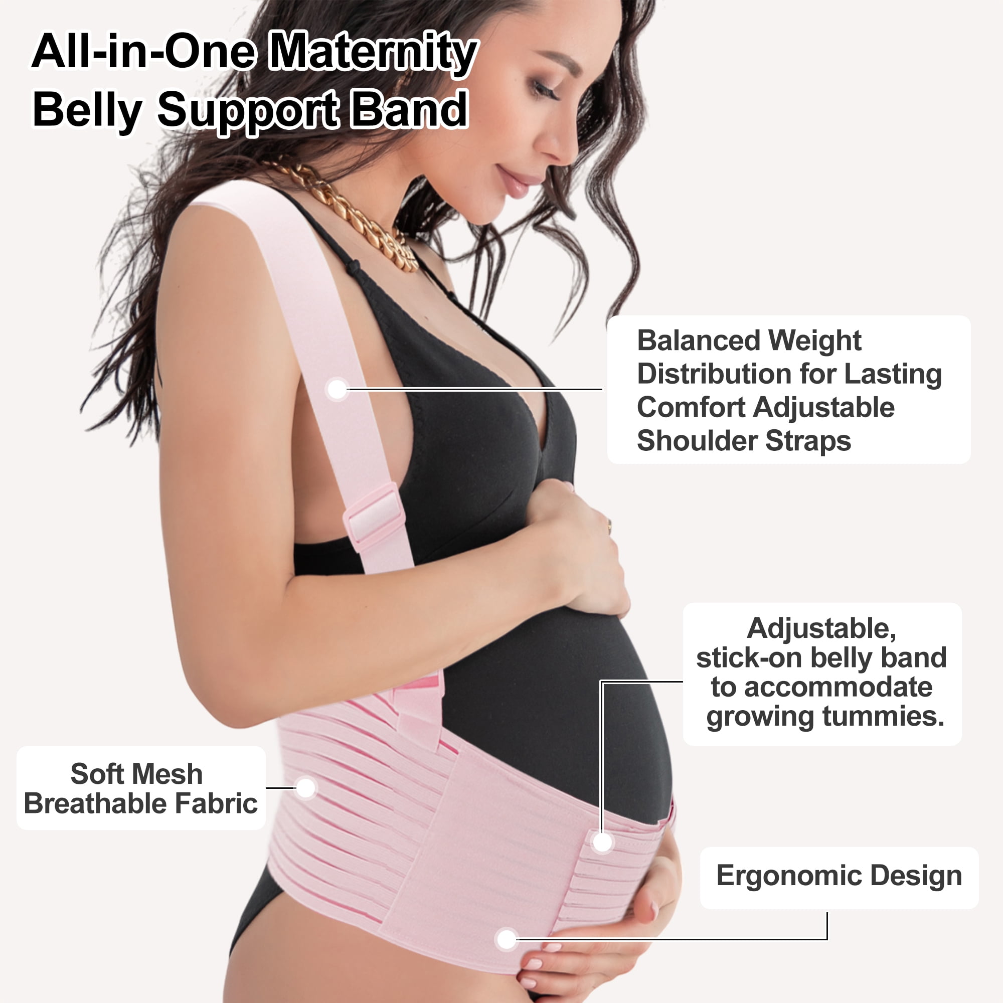 Unique Bargains Maternity Support Belts Pregnancy Belly Band 1 Pc Large Pink