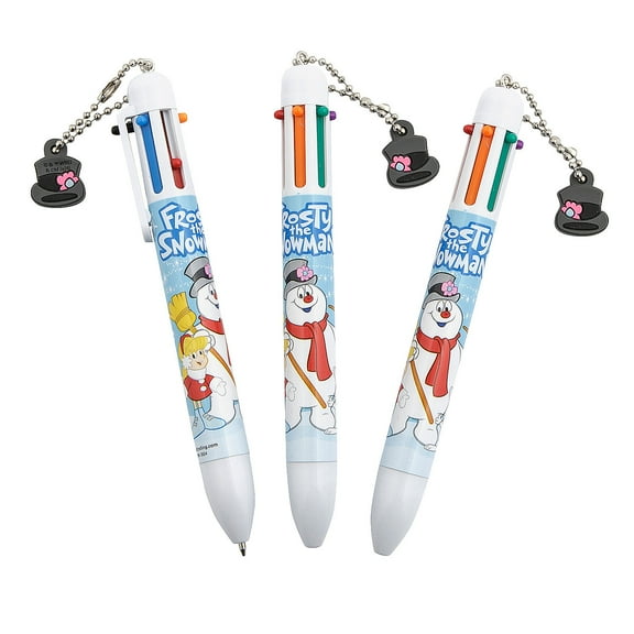 5 1/2" Frosty the Snowman Shuttle Pens with Top Hat Charm - 12 Pieces
