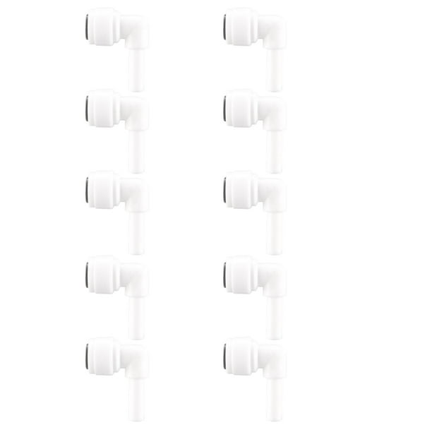 Conector de tubo de agua de conexión rápida en forma de L de 1/4" OD para filtro de purificador de agua para sistema de ósmosis inversa 10 piezas