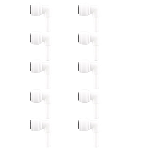 Conector de tubo de agua de conexión rápida en forma de L de 1/4" OD para filtro de purificador de agua para sistema de ósmosis inversa 10 piezas