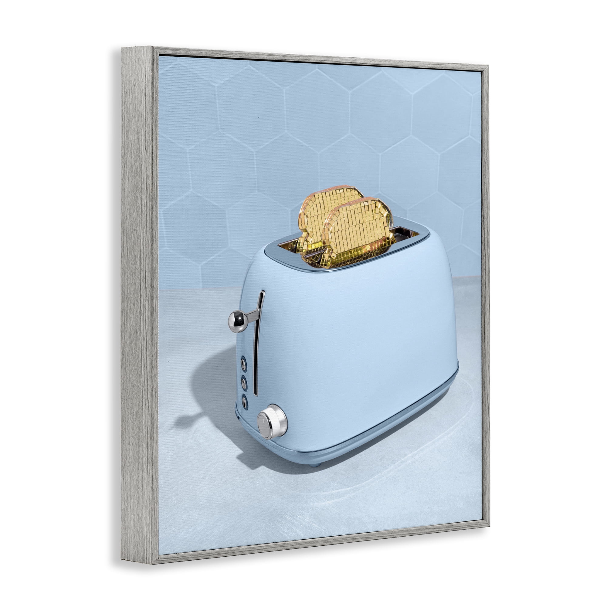 Stupell Industries Golden Disco Toaster Over Gray Framed Giclee Art, design by LISH Creative