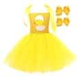 thumbnail image 1 of 2DXuixsh 2Pcs Girls Dresses Set Easter A Line Swing Flared Kneelength Dress Easter Bunny Dress Plush Rabbit Ears Girls Princess Dress Party Stage Performance Clothes Yellow Size S, 1 of 7