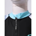 thumbnail image 5 of YONGHS Girls One Piece Zipper Swimwear Jumpsuit with Hat Sun Protection Summer Beach Swimsuit Black 11-12, 5 of 7