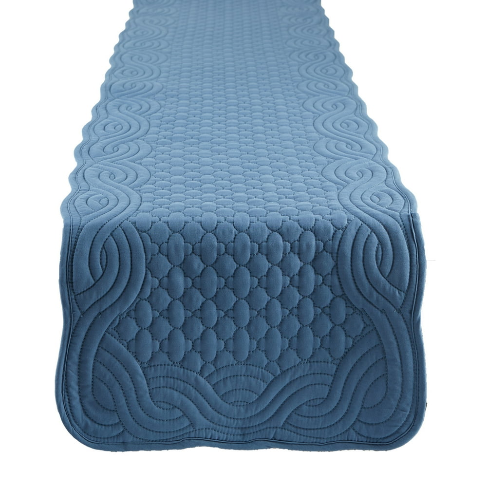 DII French Blue Quilted Farmhouse Table Runner