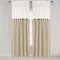 thumbnail image 4 of Alishomtll Linen Curtains Farmhouse Boho Button Light Filtering Window Drapes For Living Room Bedroom,Rod Pocket,84"L x 52"W, 2 Panel,Linen White, 4 of 10