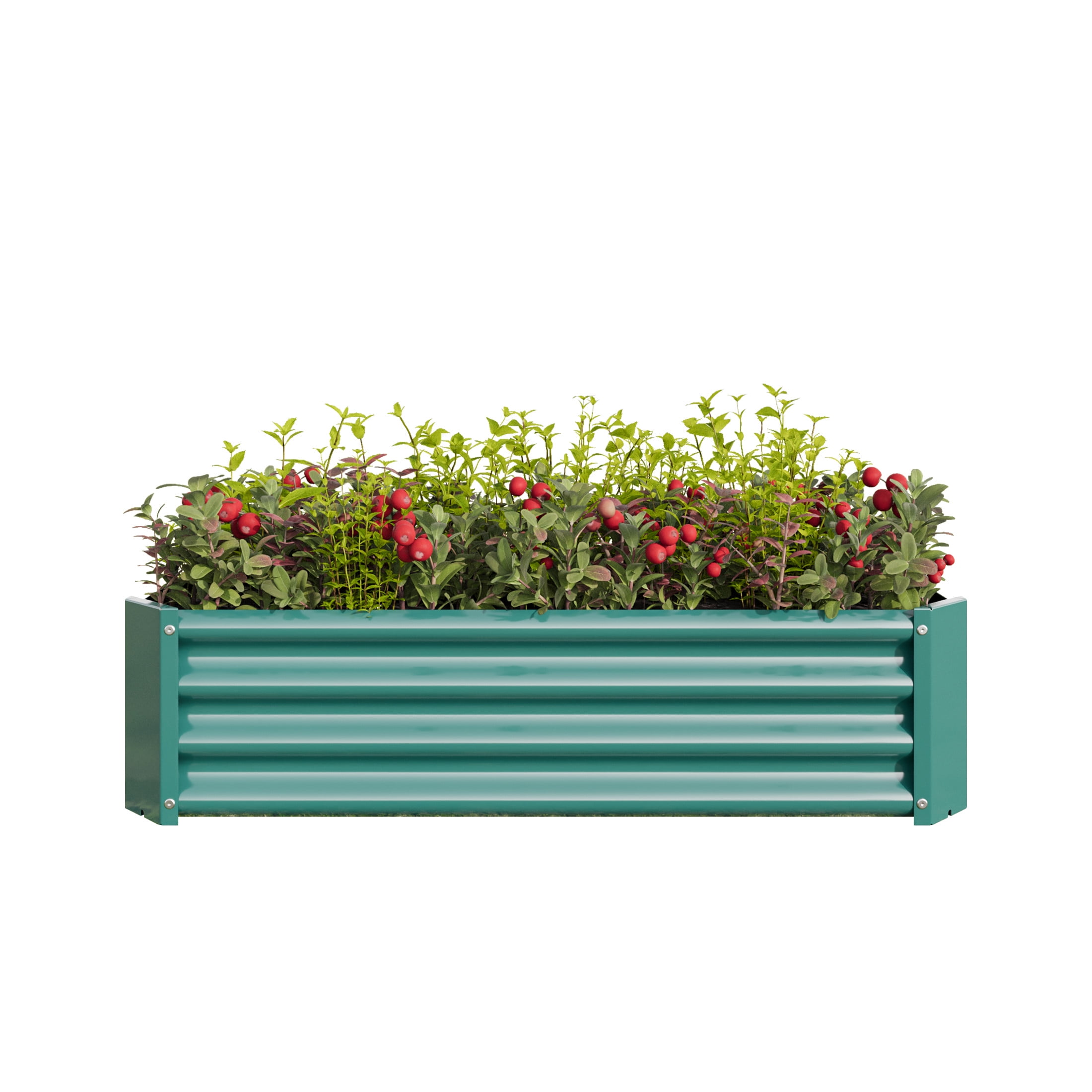 Elio Outdoor Metal 4×2×x1ft Raised Garden Bed, 4FT Planter Box, Rust-Resistant, Open Bottom, Sturdy Design for Vegetables, Flowers, Herbs, Silver