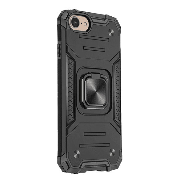 Case for iPhone SE Case Military-Grade Drop Protection, Shockproof Protective Phone Cases, with Car Mount Ring Kickstand Case for iPhone SE-Black