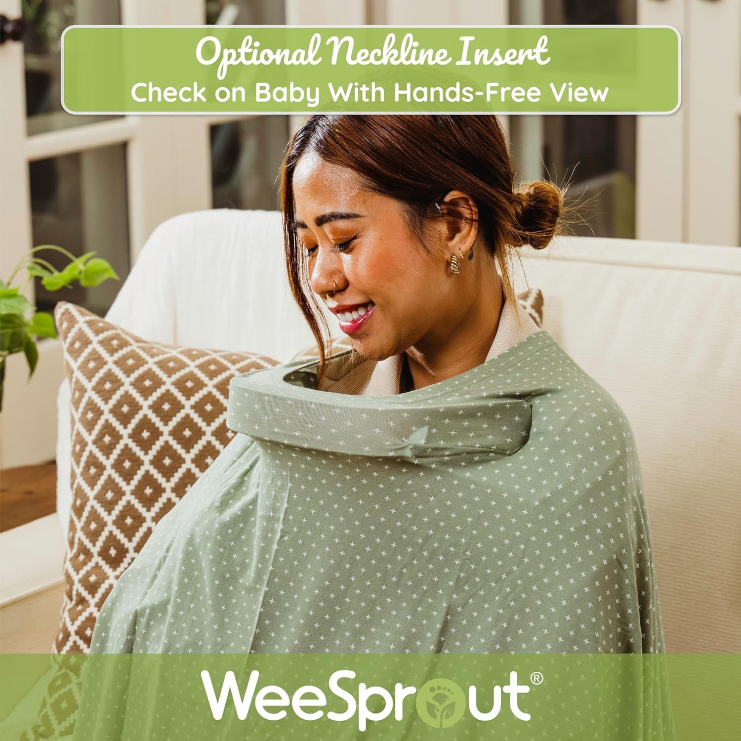 WeeSprout Nursing Cover for Breastfeeding, Soft & Breathable Nursing Poncho