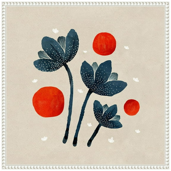 Amanti Art Blue Flowers II Framed Canvas Wall Art Print