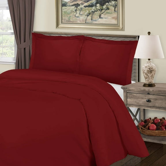 Superior Cotton Blend 800 Thread Count Duvet Cover Set, Full/ Queen, Burgundy