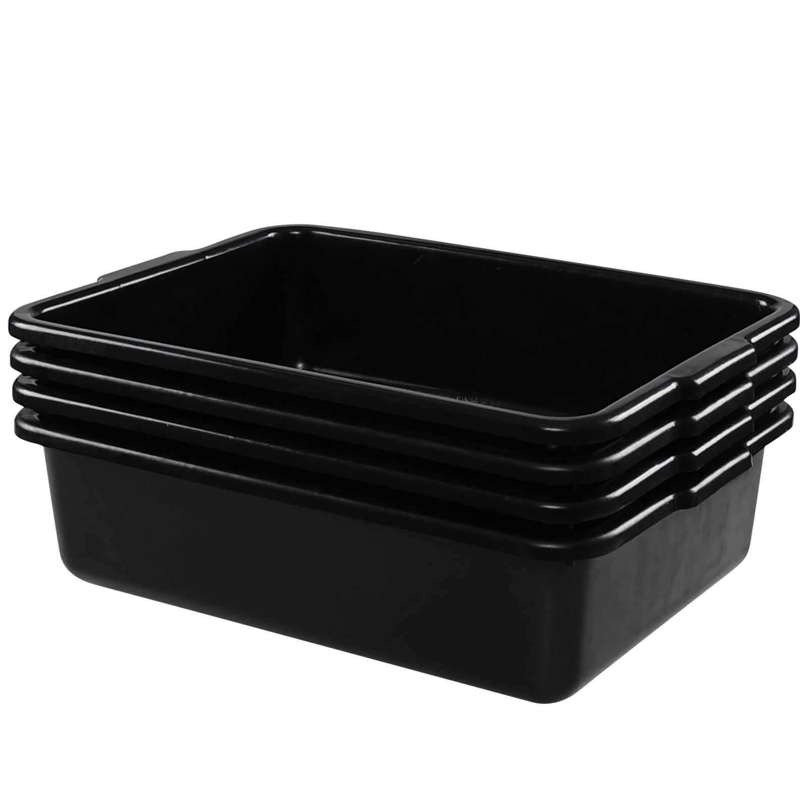 Idomy 3Pack 25 L Commercial Bus Tub, Plastic Bus Box, Black