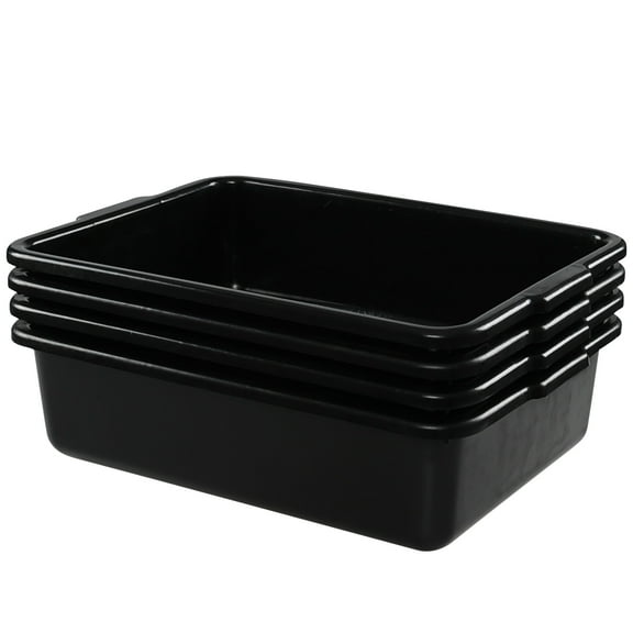 Idomy 4-Pack 25 L Commercial Bus Tub, Plastic Bus Box, Black