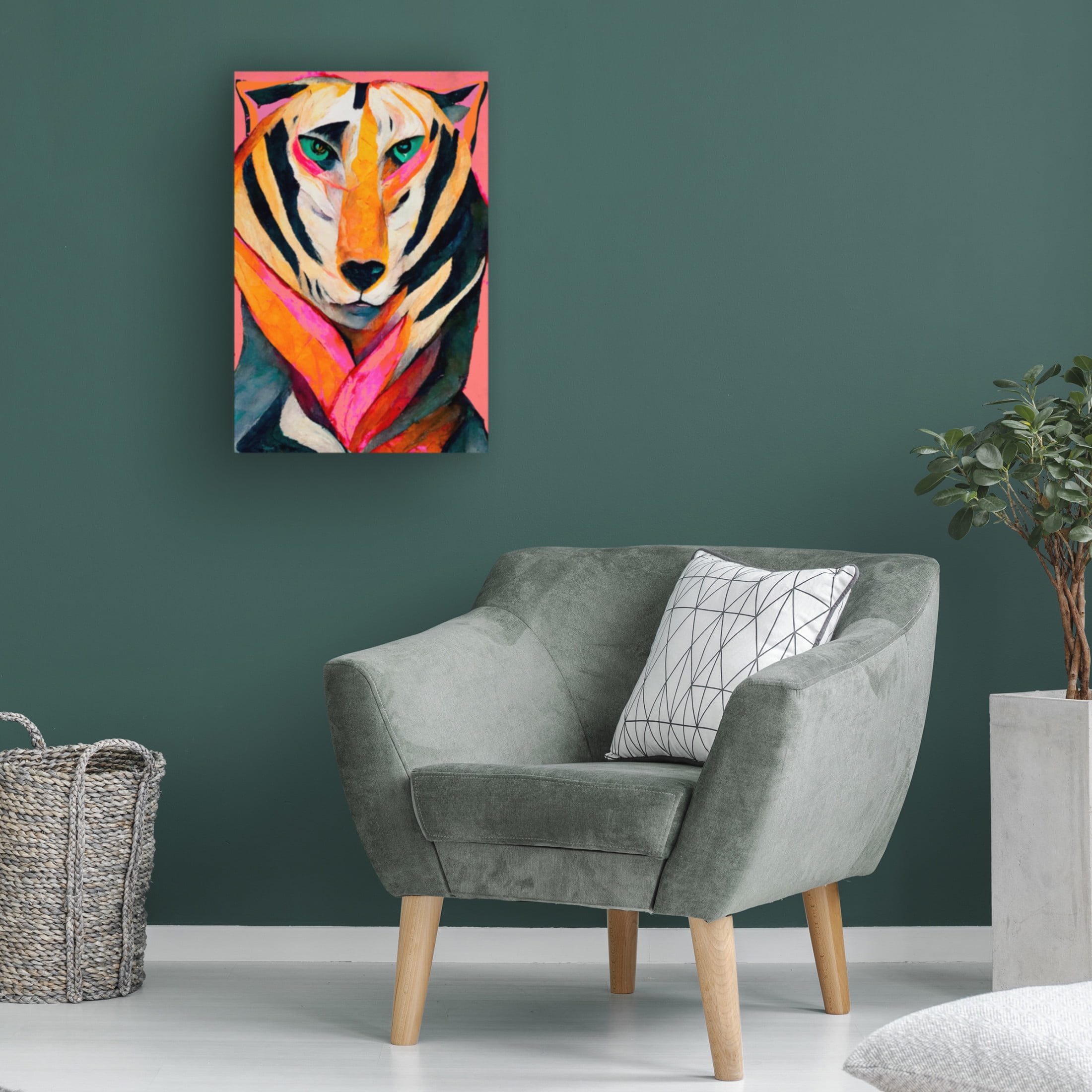 Canvas Wall Art - Treechild 'The Tiger' Wall Art for Living Room, Bedroom, or Office D?cor by Trademark Fine Art - 30 x 47 Inches