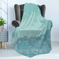 thumbnail image 4 of Nautical Soft Flannel Fleece Throw Blanket, Marine Beauty Shell with Seahorse Starfish Oysters Ocean Sea Tropical Image, Cozy Plush for Indoor and Outdoor Use, 50" x 60", Turquoise Teal, by Ambesonne, 4 of 5