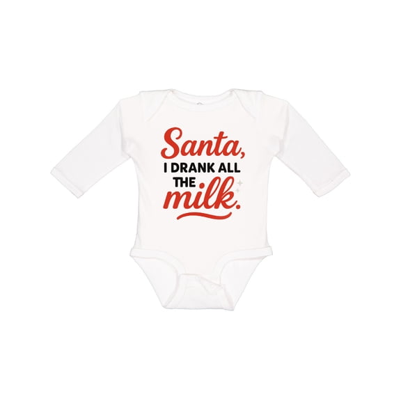 Inktastic Santa I Drank All the Milk Funny Christmas Boys or Girls Long Sleeve Baby Bodysuit