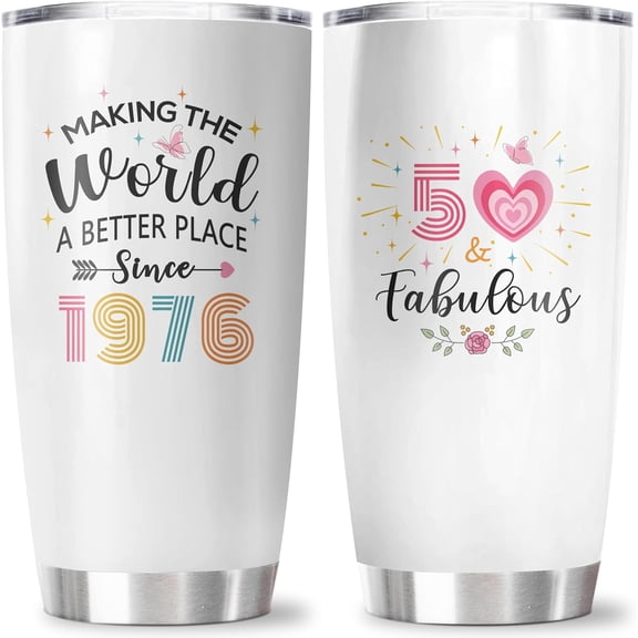 50th Birthday Gifts for Women Tumbler 20OZ 1PC, 50 Birthday Decorations for Woman, 50th Birthday Gifts for Her, Happy 50 Year Old Birthday Gift, 50 Year Old Woman Present